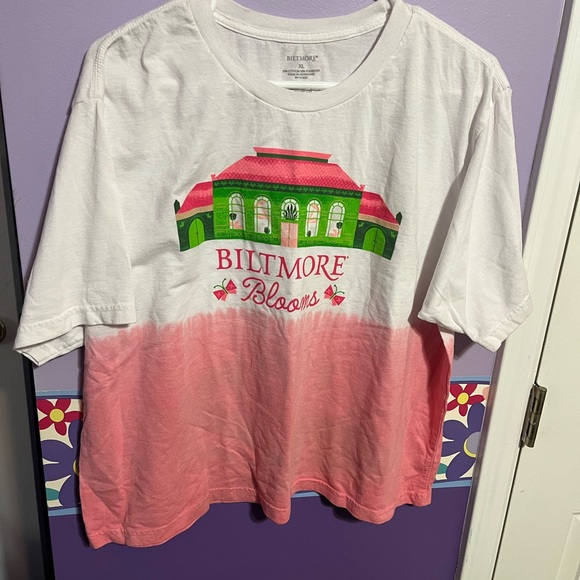 Blooms Women's Pink and White Short Sleeve Crop Tee - Picture 1 of 3